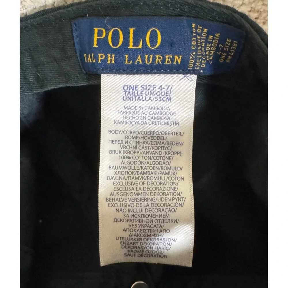 Polo Ralph Lauren Navy‎ Hat Sz 4-7 Kids Youth Strap Back Silver Big Pony Y2K